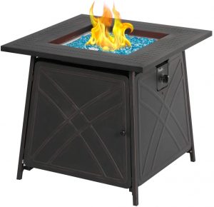 Bali Outdoor Square Gas Fire Pit Table