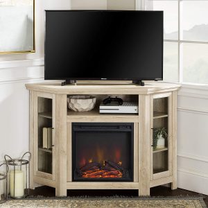 Wood Corner Electric Fireplace Media TV Stand