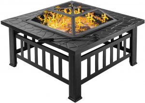 Bonnlo Outdoor Wood Burning Fire Pit Table