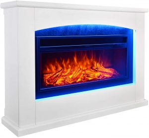 Electric Fireplace Mantel with 7 Back Lights